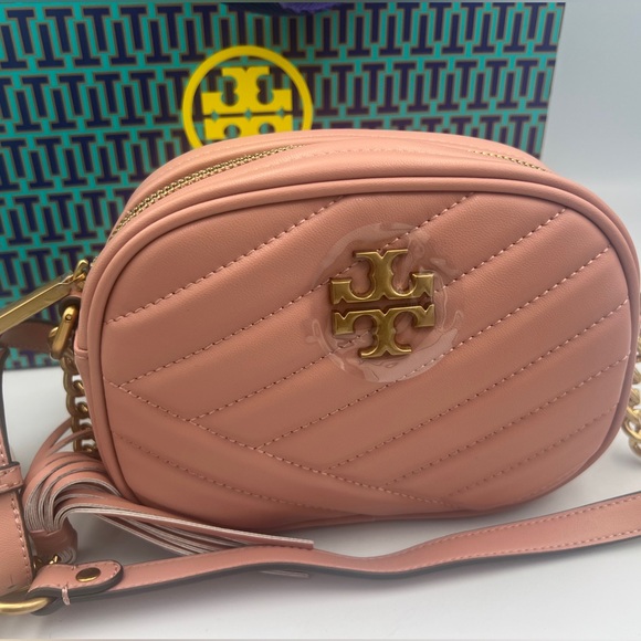 Tory Burch Handbags - TORY BURCH KIRA Chevron SM Camera Bag Pink Moon Dust Bag & Shopping Bag Inc. NWT